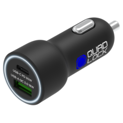 CHARGEUR ALLUME CIGARE DOUBLE USB C+A QUAD LOCK