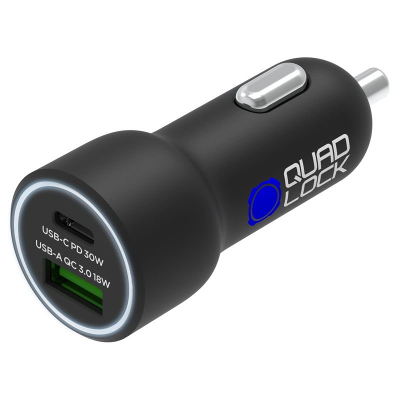 CHARGEUR ALLUME CIGARE DOUBLE USB C+A QUAD LOCK