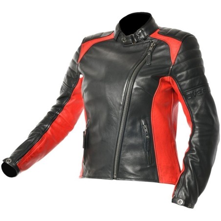 BLOUSON OVERLAP TINA NOIR & ROUGE