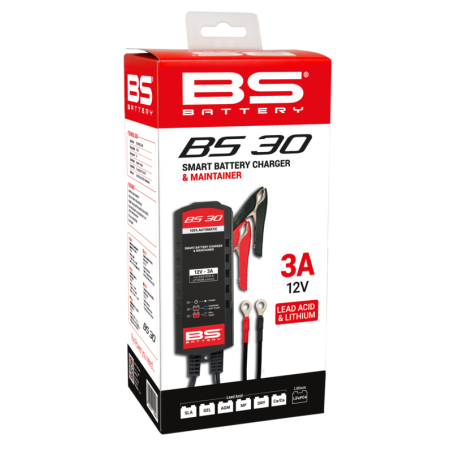 CHARGEUR DE BATTERIE ACIDE & LITHIUM BS BATTERY BS30 - 12V 3A