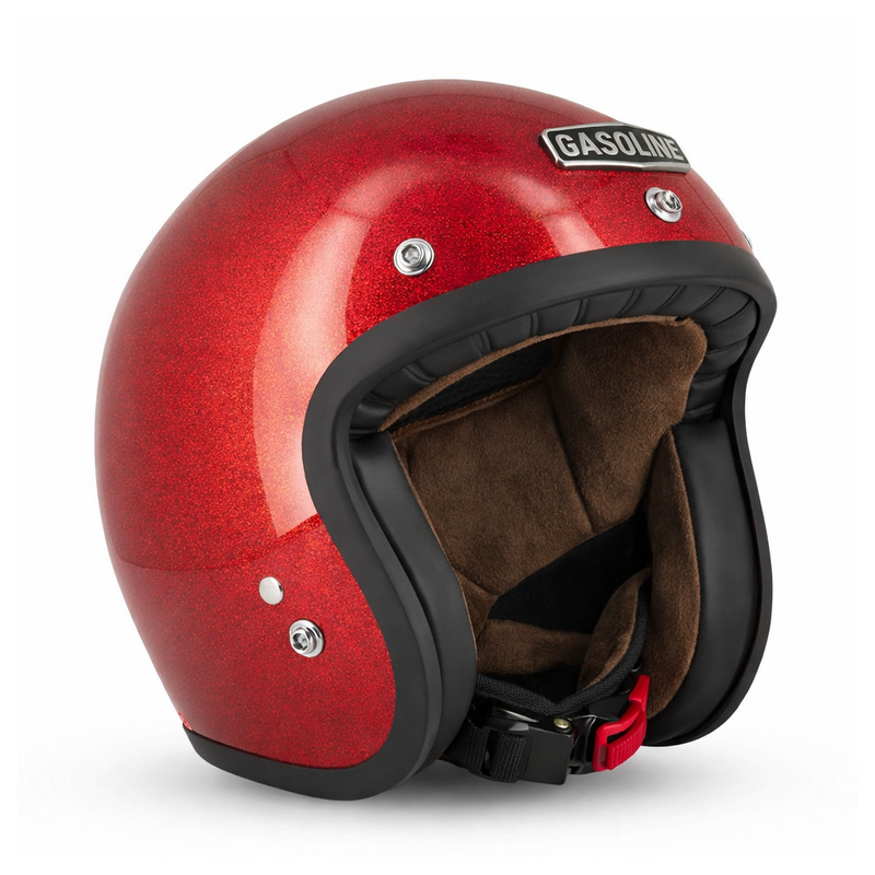 CASQUE GASOLINE S250 ROUGE PAILLETE